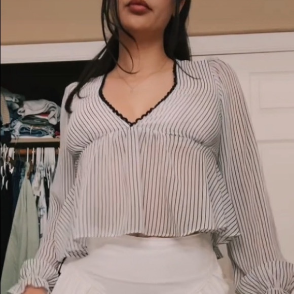 Striped meshlike blouse - Picture 4 of 8